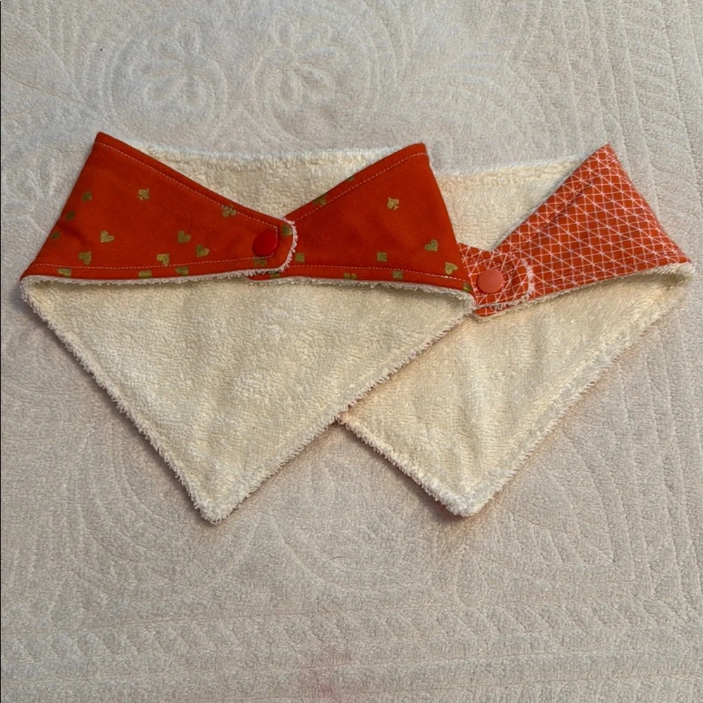 Handmade pair of bandana drool bibs reversible